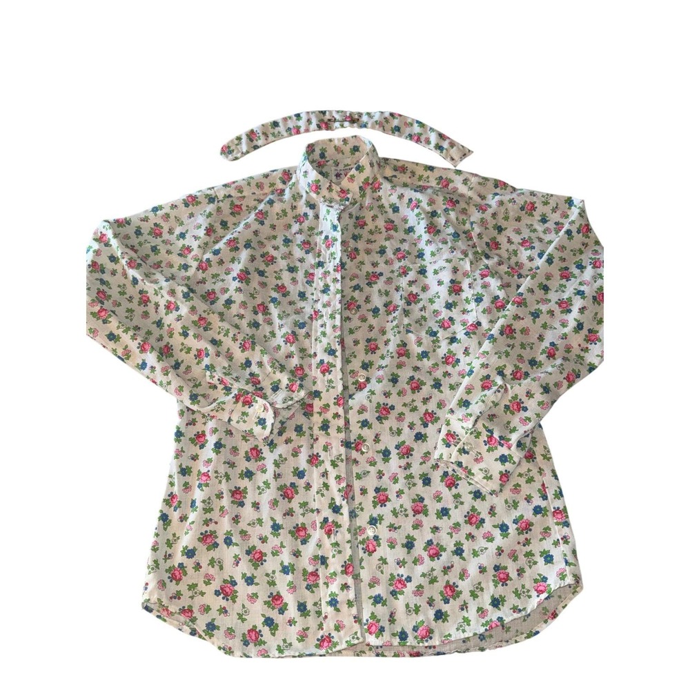Vintage 60s 70s Ratcatcher Floral Button Up Shirt Perma Press Ditsy Print Small